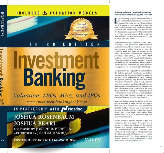 Investment Banking Valuation, LBOs, M&A, and IPOs (Book + Valuation Models) by Joshua Rosenbaum ISBN: 978-1119867876