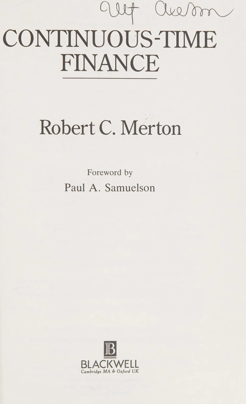 Continuous-Time Finance by Robert C. Merton ISBN 9780631185086