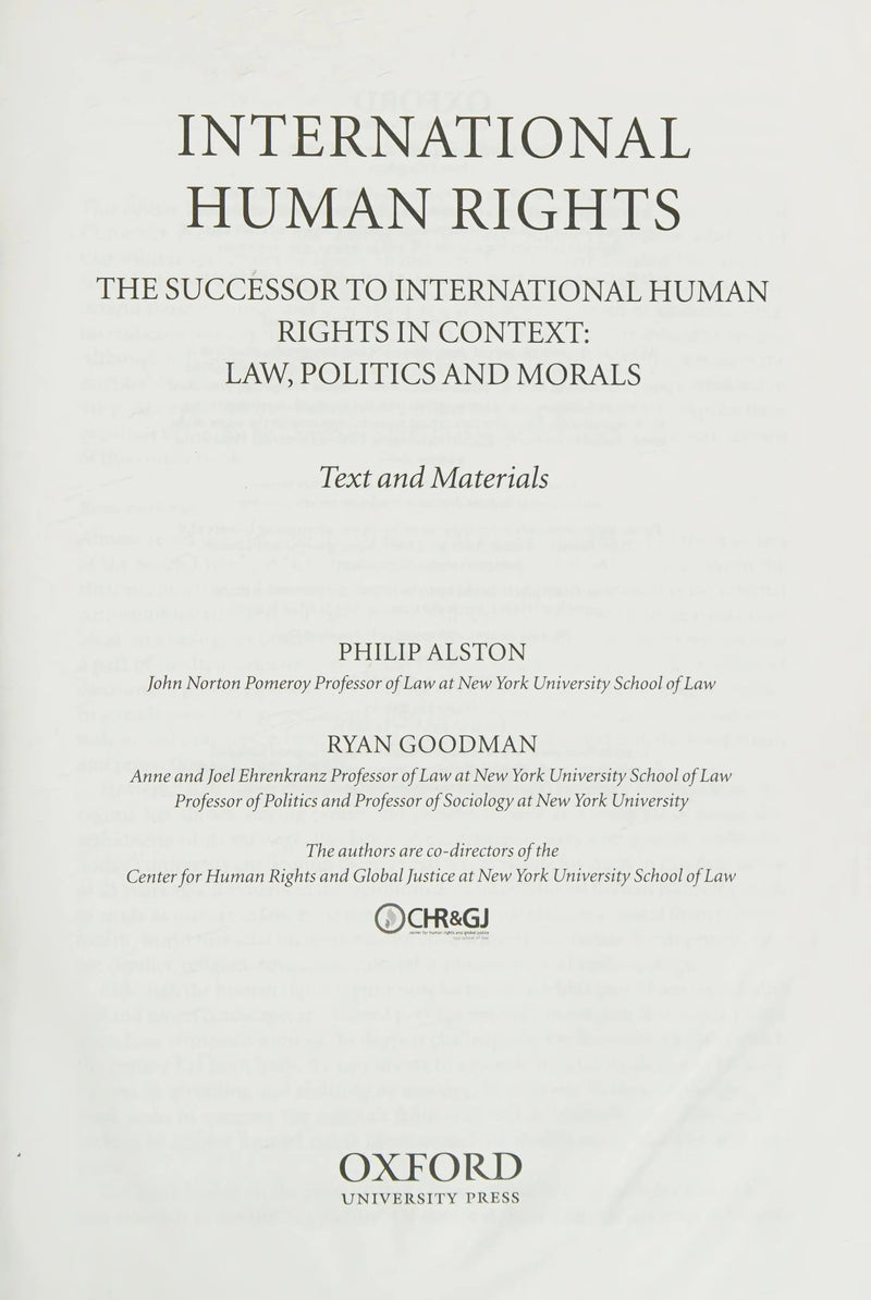International Human Rights by Philip Alston 2nd Edition ISBN 9780199578726