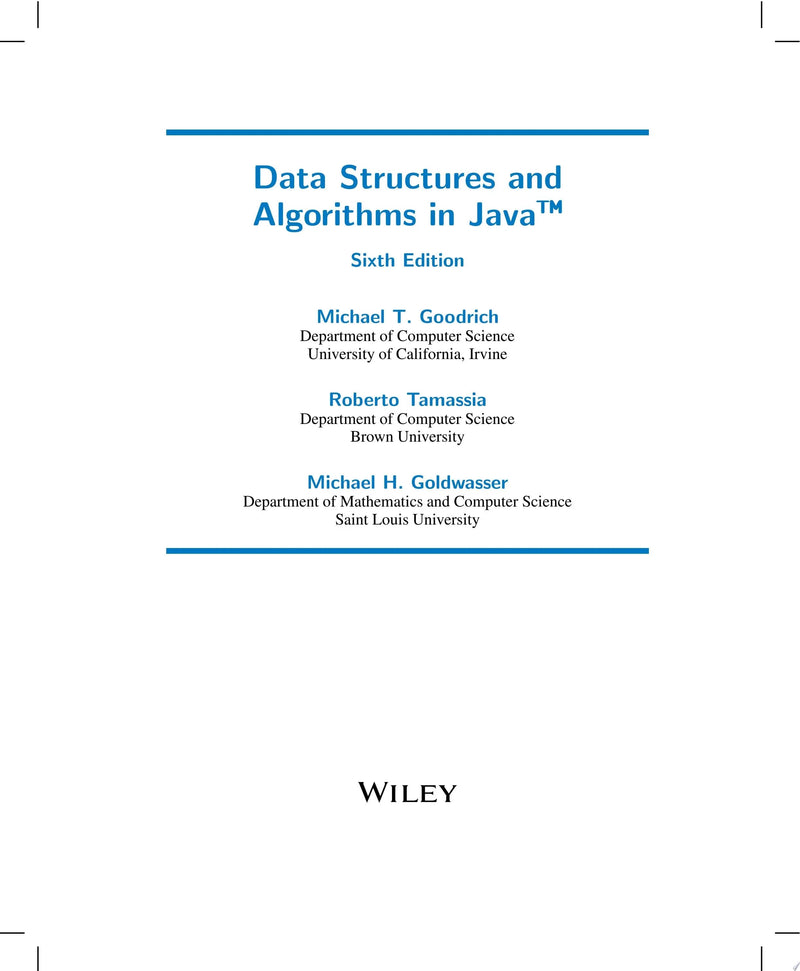 Data Structures and Algorithms in Java by Michael T. Goodrich 6th Edition ISBN 9781118771334